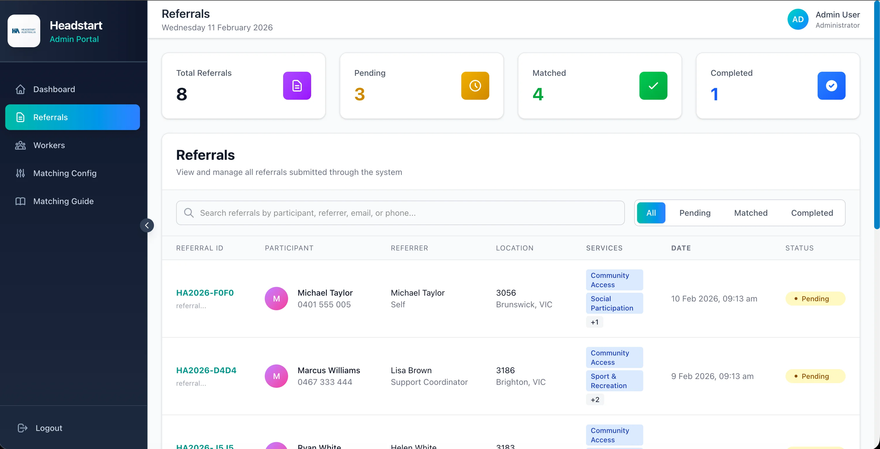 HeadStart Referral List